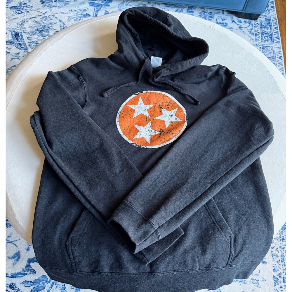 Port & Company Tennessee Tri Star Graphic Hoodie Black Pullover Sweatshirt